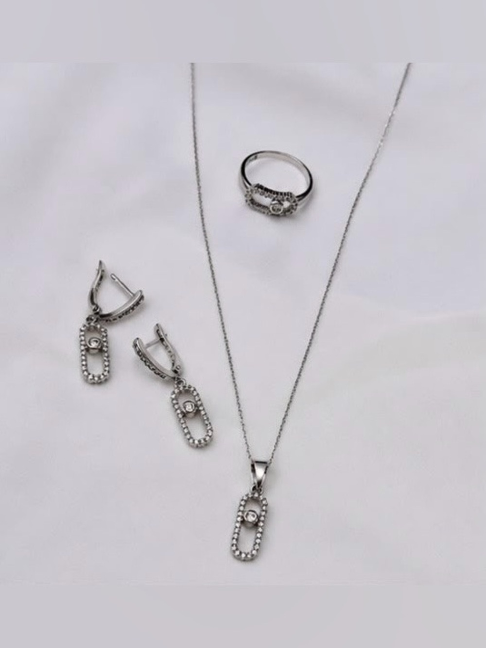 Silver-Tone Crystal Drop Necklace & Earring Set - Picture 4 of 6